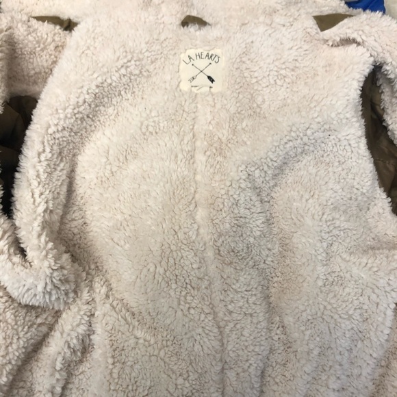 LA Hearts Women Khaki Utility Furry AnorakJacket - Picture 8 of 9